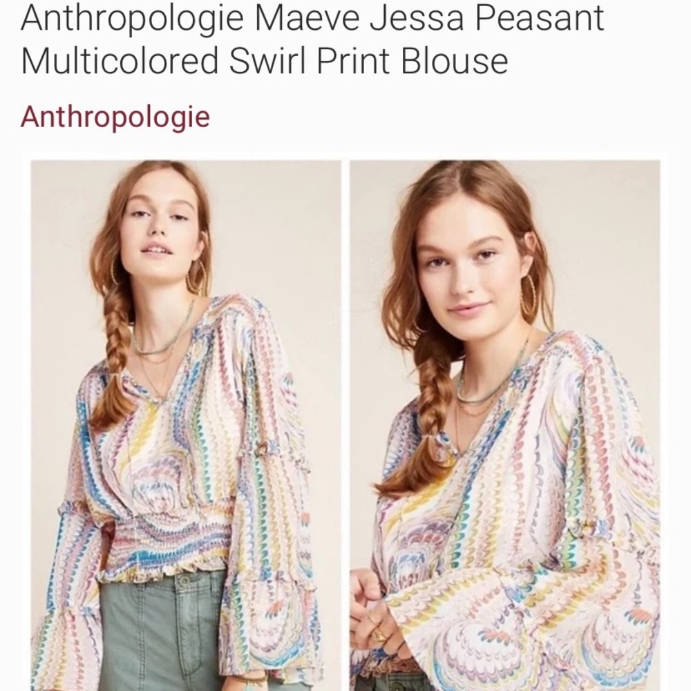 NWT Anthropologie Maeve Jessa Peasant Blouse M